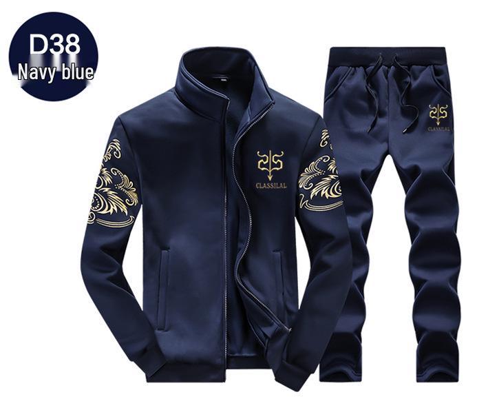 

Мужской повседневный спортивный костюм в корейском стиле на весну/осень, бейсбольный комплект, размеры M-8XL 4XL темно-синий