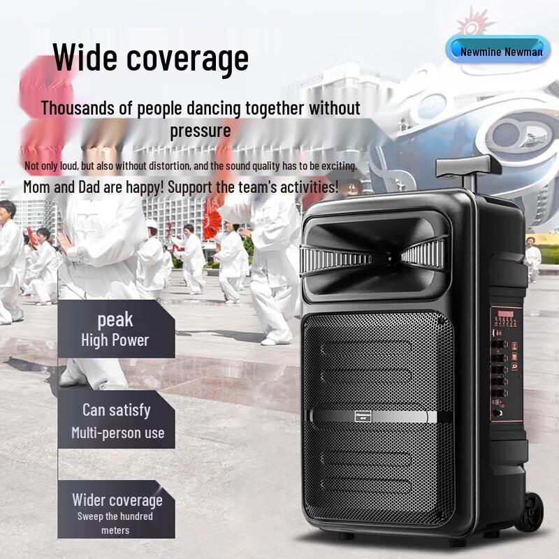 Newmine A12 12-inch Outdoor Portable Trolley Bluetooth Speaker with Dual Microphones