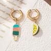 ZA hand-painted color dripping watermelon ice cream sausage fried egg shape earrings simple exquisite sweet ears