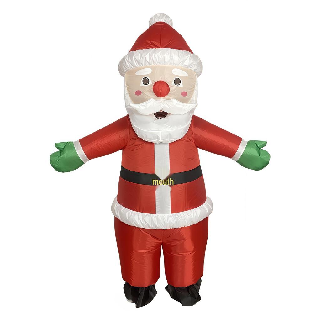 Santa Claus Inflatable Costume with Green Gloves for Christmas Party Cosplay
