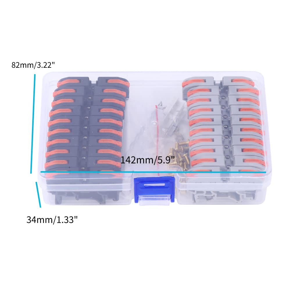 20Pcs DIN Rail Terminal Blocks Kit, Universal Compact Wire Wiring Connector, for Electrical Wires, Appliances, Electrical Controls