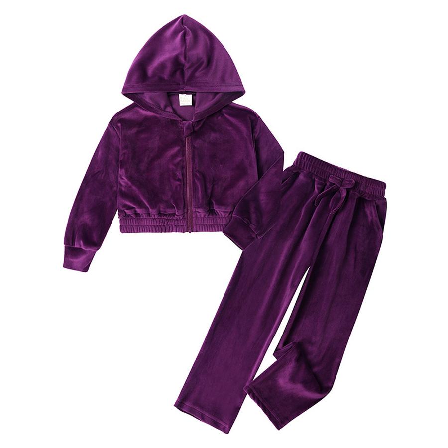 

Autumn Girls Corduroy Baseball Cap Set Fleece Sweatshirt Two Piece Outfit 130 фіолетовий