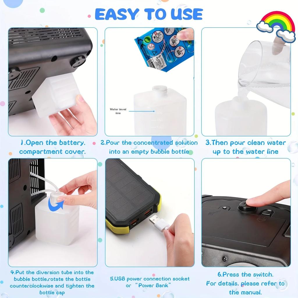 Automatic Bubble Machine Upgrade Bubble Blower with 2 Fans 20000+ Bubbles Per Minute Bubbles for Kids Portable Bubble Maker Ope