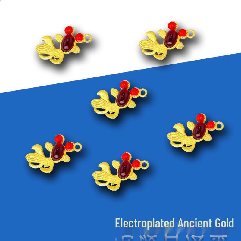 Traditioneller Guochao Gold-Inlaid Jade Goldfisch Strassstein Schmuck DIY Zubehör