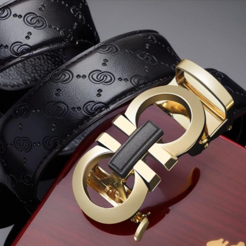Men's High-End Leather Belt with Automatic Buckle: Durable, Stylish Gift for Young and Middle-Aged Fashion Trends