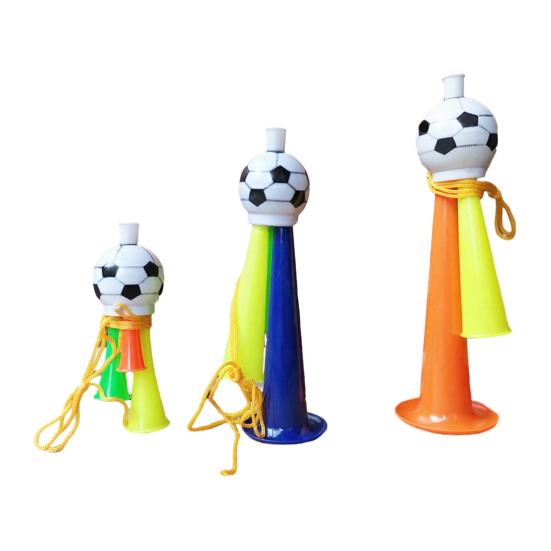 2Pcs Soccer Horn for Kids, 3 Tone Cheering Noise Maker for Sports Game, Handheld Football Shaped Trumpet for Stadium, Fan Party Supplies