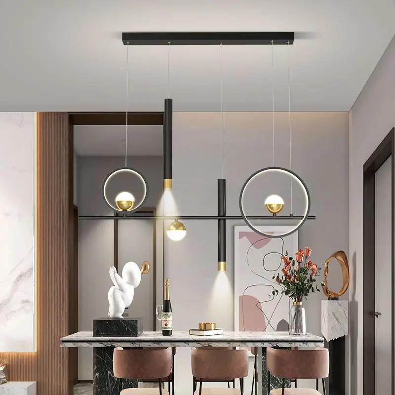 Nordic Led Restaurant Pendant Lights Modern Home Indoor Lighting Lamps Simple Dining Table Bar Table Chandeliers With Spotlight