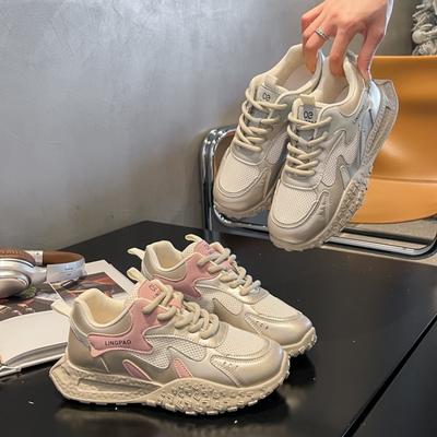 Pantofi de damă, Adidași de damă, Pantofi sport albi, Pantofi casual cu vârf rotund și șireturi, cu talpă joasă