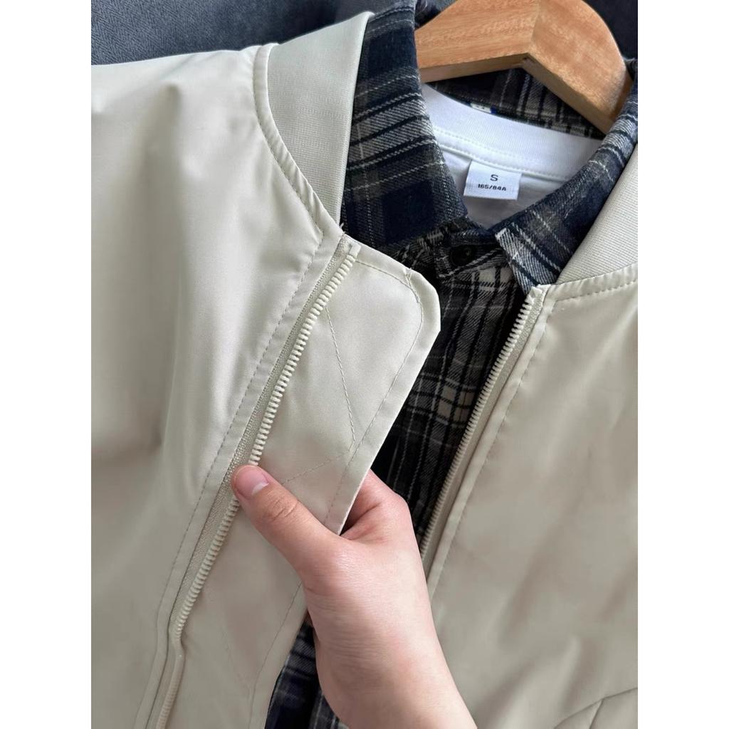 Men's Casual Solid Color Baseball Collar Jacket, Men's Sports Jacket, Work Jacket, Thin Coat