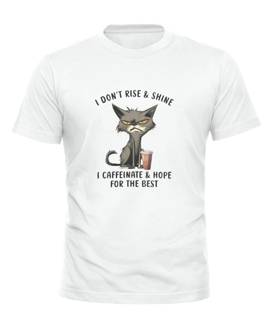 

I Don’t Rise And Shine I Caffeinate Funny Grumpy Cat Coffee Shirt S4XL unisex Unisex T-Shirt M
