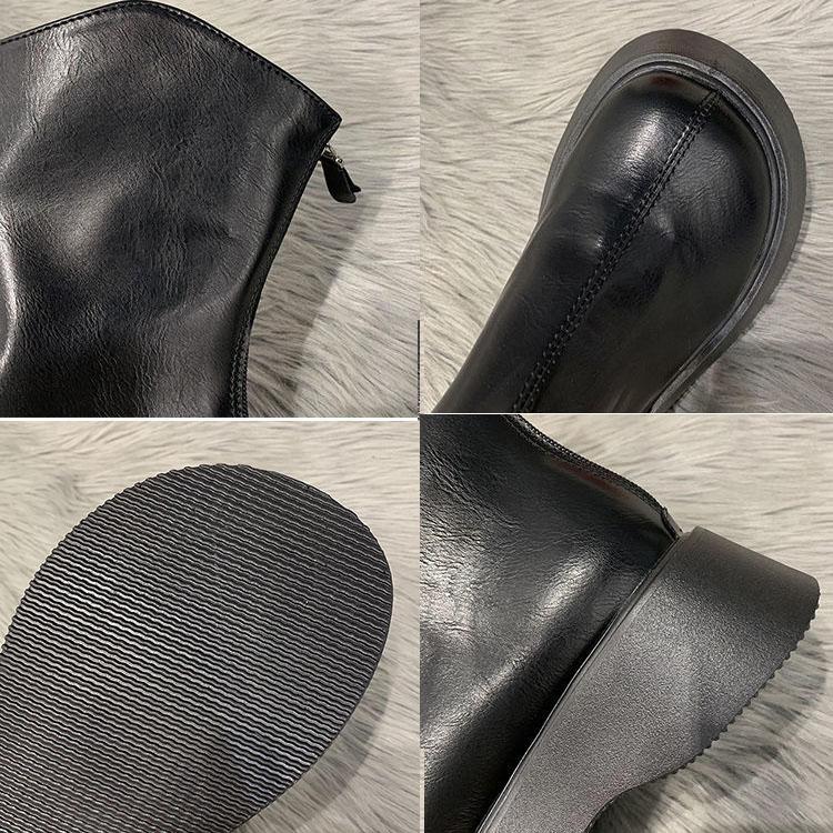 Korte støvler Chelsea-støvler for kvinner Vår og høst Wild Boots Muffin tykkbunn Høst Korte støvler Tidevann