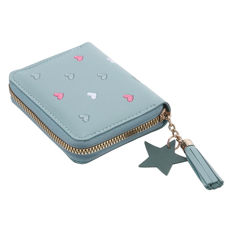 

Женский модный кошелек, мини-держатель для кредитных карт, зажим для денег, короткий милый маленький кошелек для монет One Size светло-синий