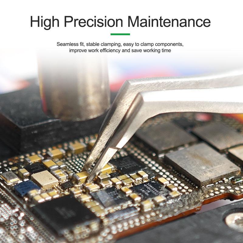 RELIFE ST-20L High Hardness Tweezers Curved Tips for iPhone Samsung Phone PC Motherboard Repair Chip Tinning Positioning Tools