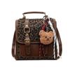 Leopard print retro backpack women's new fashion casual class bag ins lightweight travel small backpack