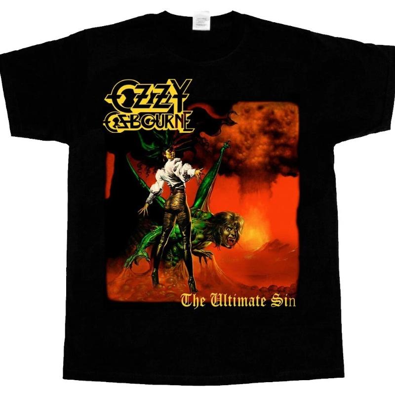 American OZZY OSBOURNE RANDY RHOADS Ultimate Sin New Black Summer New Vintage Fashion Men's and Women's Streetwear