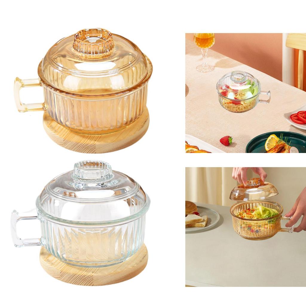 Glasnudelschalen Studentenwohnheim Eintopfschale mit Deckel und Griff für Suppe Milch Salat