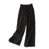 Women's Wide-Leg Linen-Cotton Pants - Solid Color, Nine-Point, Casual, Loose Fit