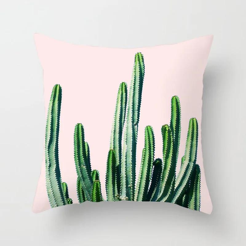 Nordic Style Tropical Plant Cactus Pattern Cushion Cover Sofa Car Office Pillowcase Home Decor