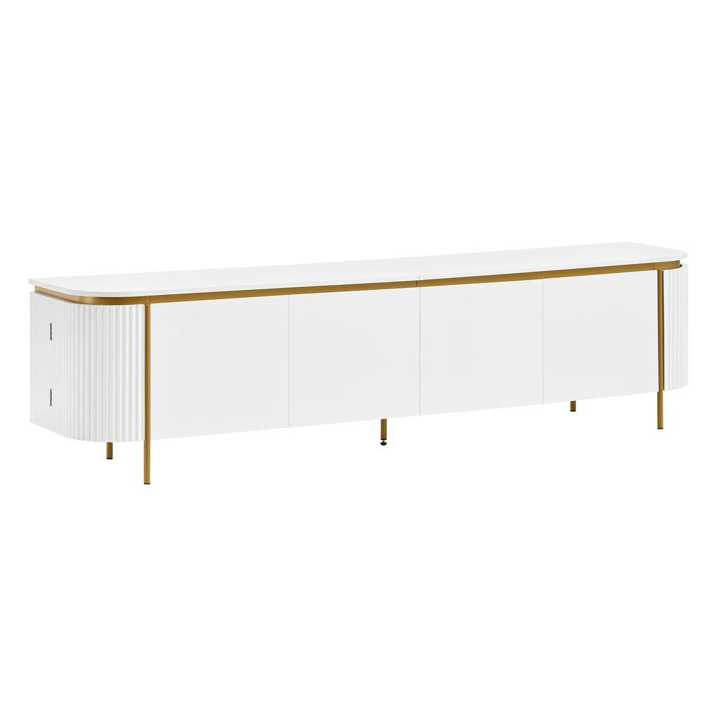 TV Lowboard TV Cabinet TV Board MDF Iron Feet 6 Doors Rounded Ends Fluted Cable Passage Living Room