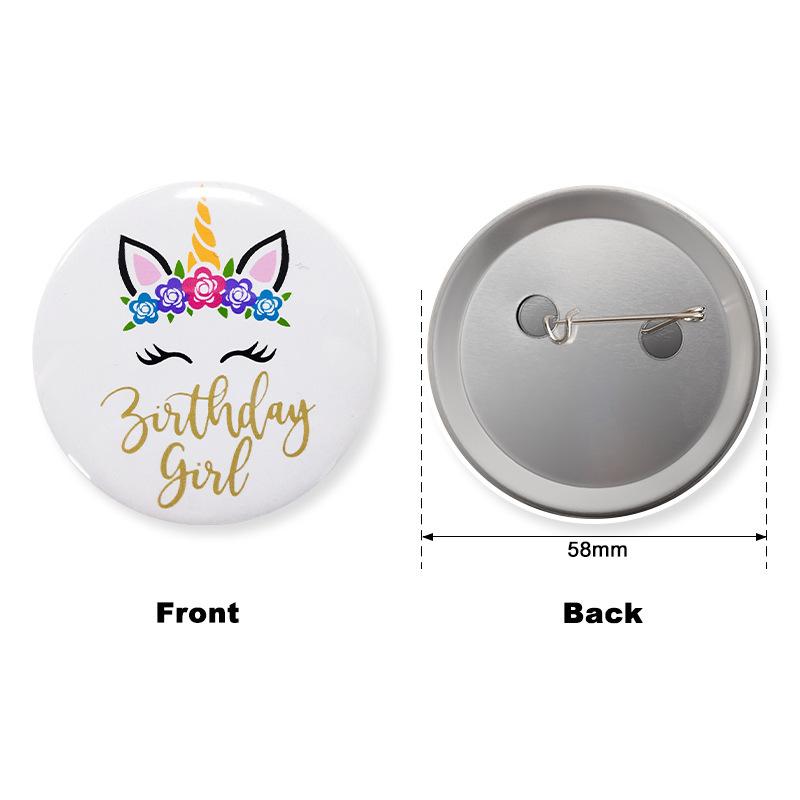 New Unicorn Theme Series Party Badge Baby First Birthday Cartoon Digital Badge 