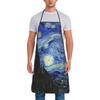 Starry Night Vincent Van Gogh Oil-Proof Bib Apron Fashion Polyester Starry Sky Art Kitchen Adult Male Female Restaurant Pinafore