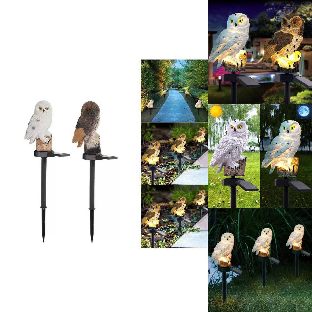 Solar Resin Owl Light With Motion Sensor For Garden And Pathway Illumination