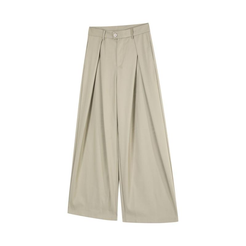 High-Waisted Wide-Leg Trousers Men Women Relaxed Fit Pleated Straight Pants Casual Chic Streetwear