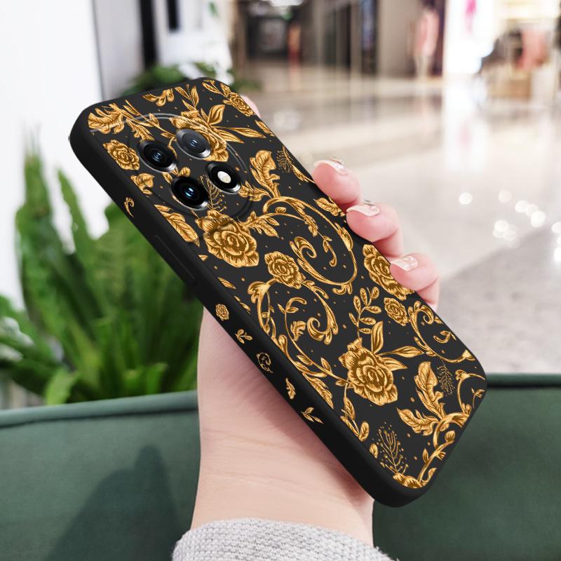 

Golden Pattern Phone Case For Oneplus 13 13R 12 12R 11 11R 10 10R 10T 9R 9RT 9 8T 8 7 7T Pro 5G Liquid Silicone Cover OnePlus 13 5G чёрный