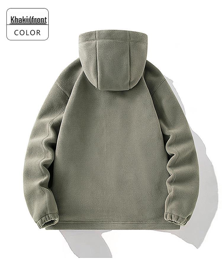 Men's and Women's Embroidered Warm Hooded Winter Fleece Jacket 8918 - Popular Internet Celebrity Style