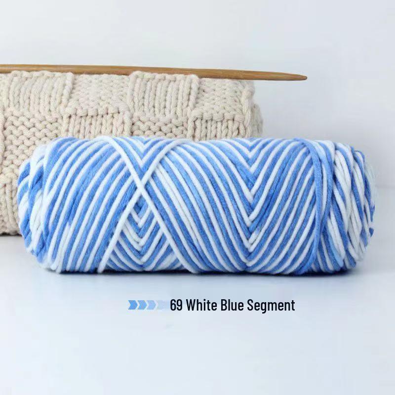 8-Strand Cotton Wool Yarn for Scarf DIY - Thick, Soft Thread with Silk Elements