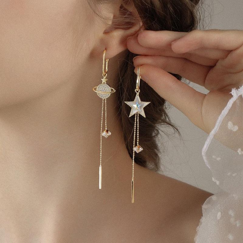 New Design Metal Cross Star Earrings Sweet Cool Black Zircon Heart Earrings for Women Young Girl Trend Personality Jewelry
