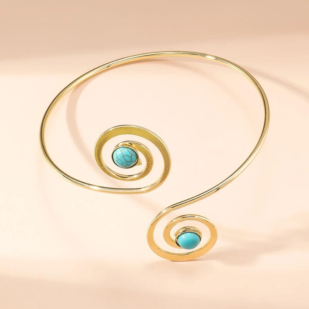 Spiral Cuff Bangle for Women Turquoise Wide Open Arm Cuff Fashion Arm Cuff  Women
