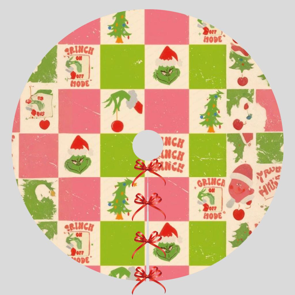 Christmas Tree Skirt Festive Atmosphere Decoration Digital Print Pattern Imitation Linen Fabric Tree Skirt