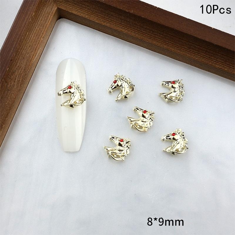 10 Stück Legierung Pony Nagelkunst-Anhänger 3D Kleines Pferd Nagelzubehör DIY Schmuck Maniküre Dekoration Jahr des Pferdes Nagelbastelarbeiten