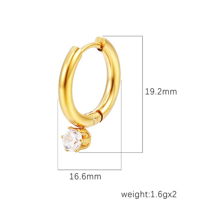 Fashion Trends High-end Sense Round Claw Drill Stainless Steel Earrings Women's Light Luxury Electroplated 18K Titanium Steel Earrings