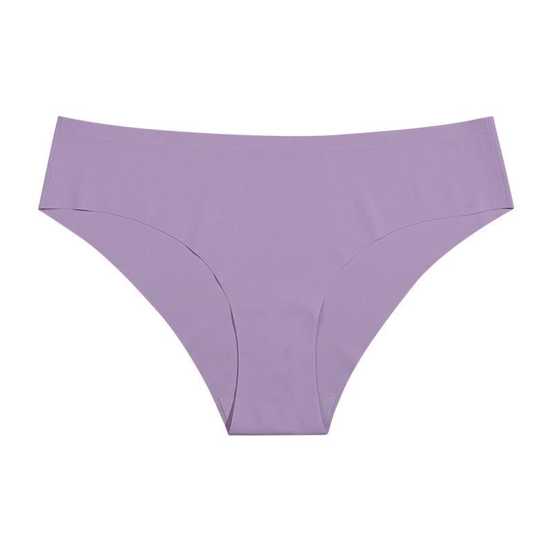 

Popular ice silk seamless underwear women s pure cotton crotch breathable sexy simple sports yoga girl briefs low waist S фиолетовый