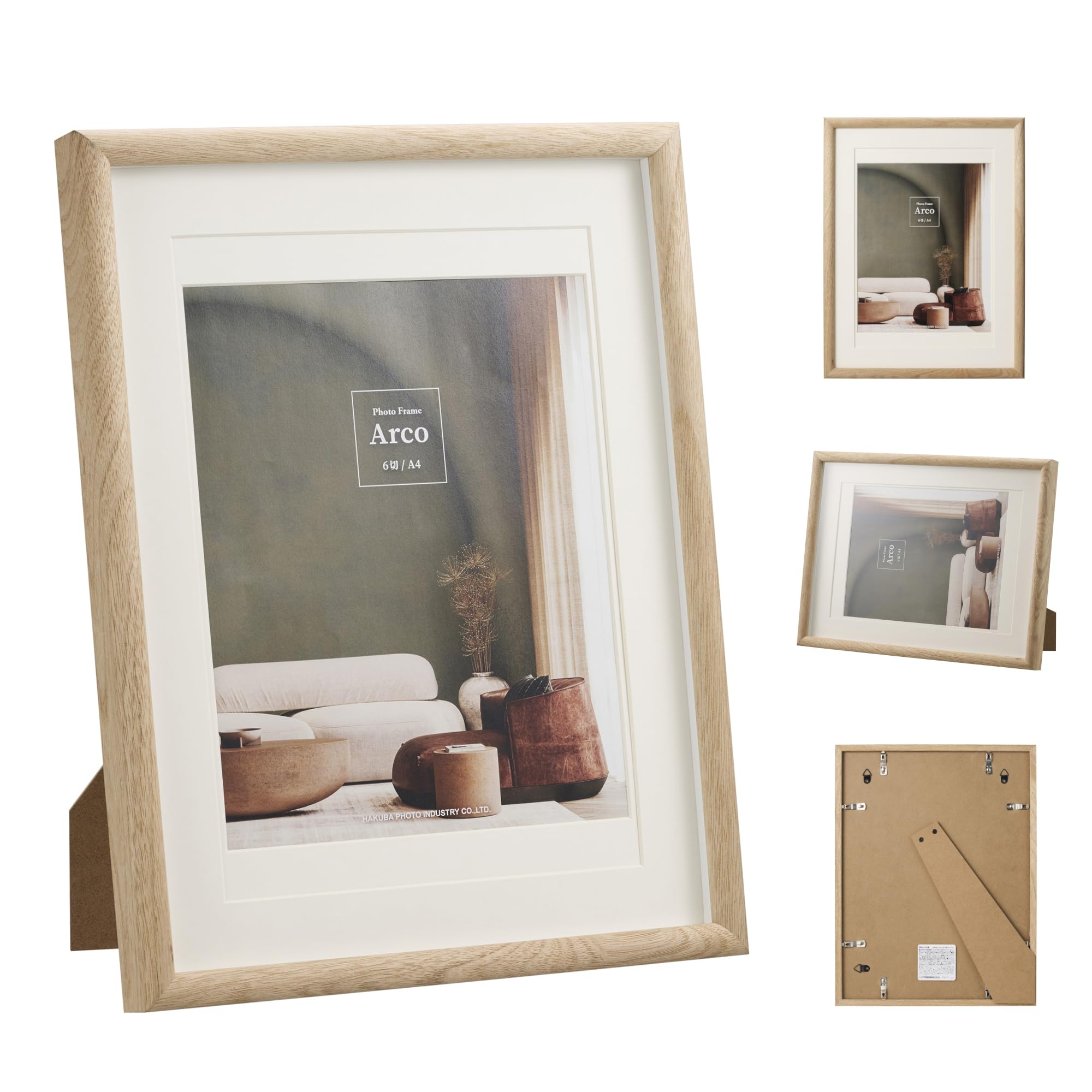 

Hakuba Arco AZ Wooden Picture Frame Fits and A4 3 Depth Settings Includes Hanging Cord and and Features Acrylic Panel (Natural, 6-Cut Sizes),