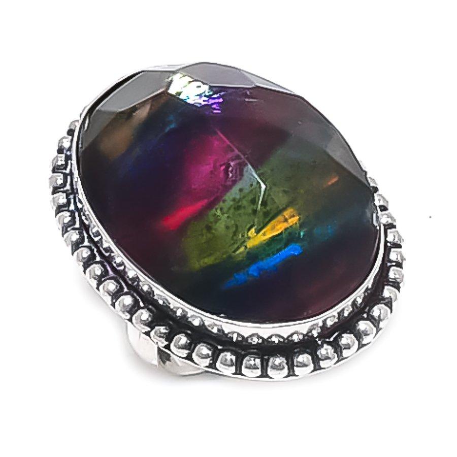 Ammolite Gemstone 925 Sterling Silver Jewelry Ring Size 7