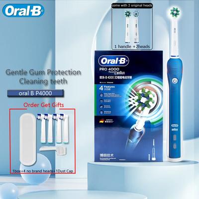 Oral B elektrisk tandborste P4000 3D-tandrengöring 4 lägen med 2 min timer och trycksensor Ta bort placktandborste
