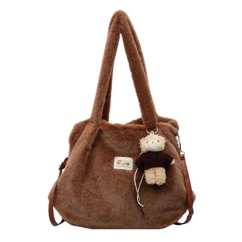 Schicke Plüsch-Umhängetasche für Damen - 2025 Herbst/Winter Nischen-Design Schulterhandtasche