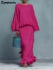 New Women's Long Sleeve Irregular Half-Length Skirt Casual Fashion Solid Color Set