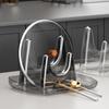 Double-layer Design Pan Cover Shelf Transparent Plastic Kitchen Spatula Stand Countertop Organizer