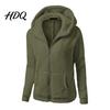 Casual Warm Jacket Women Full Zip Fleece Hoodie Solid Color Hooded for Coat with Pockets Fall Winter Loose Fit Daily Wear