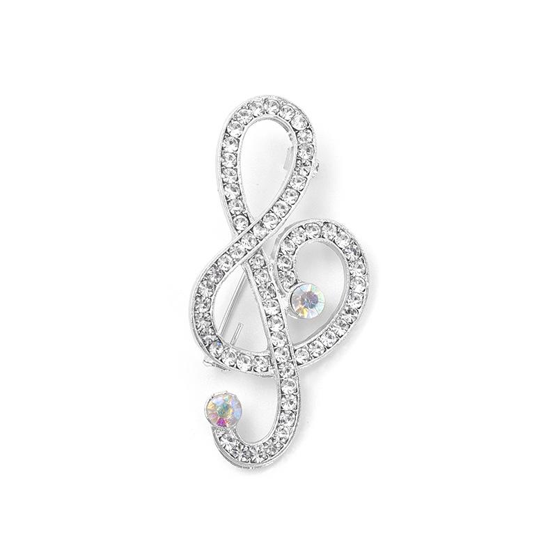 Fashion Creative Musical Note Corsage Light Luxury Brooch Pin Full Rhinestone Clothing Accessories For Women Suit Shiny Jewelry