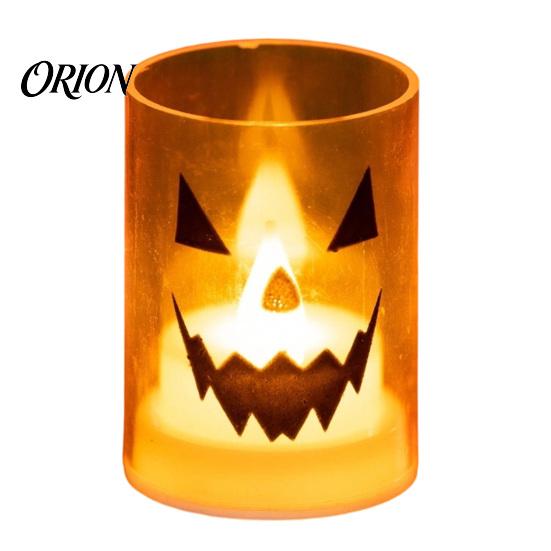 LED Pumpkin Lamp Halloween Ghost Face Candle Light, Battery Powered Lamp, Decorative Light Detachable Handle for Home Party Decor Portable Iron