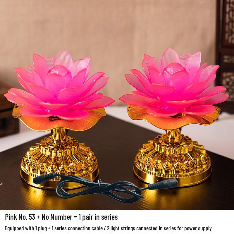 LED Seven-Color Lotus Lamp for Worship and Offering - Electronic Ever-Burning Buddhist Lamp for Guanyin and God of Wealth.