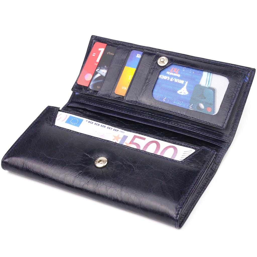 Women's Purse with Coin Holder Made of Genuine Leather CANPELLINI Wallet 21533 Blue