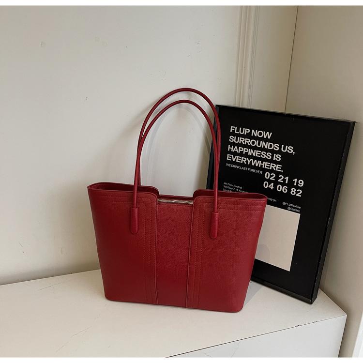 

Fashion Versatile 2025 New Tote Bag Women s Simple Large Capacity Shoulder Underarm Bag Work Commuter Handbag бордовый