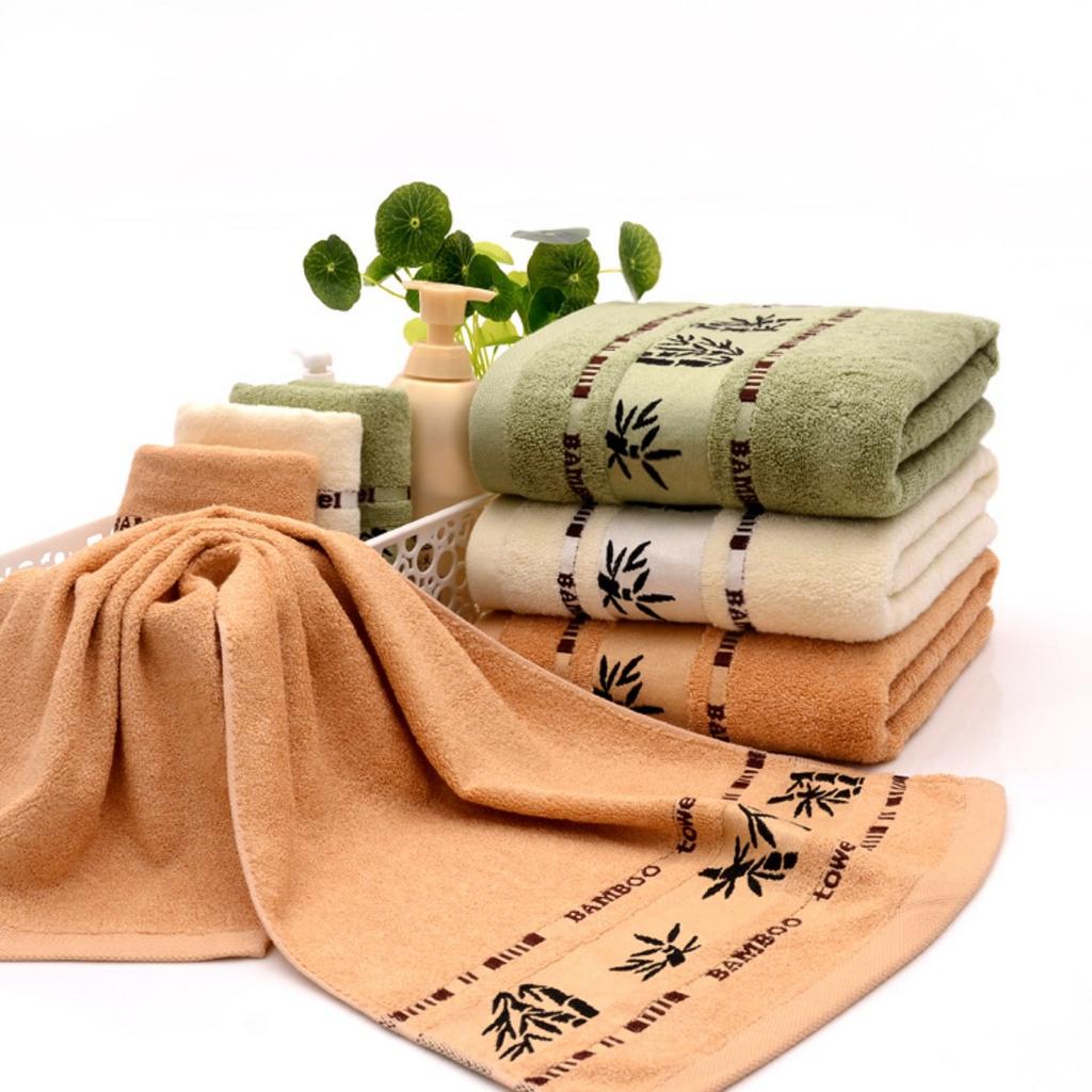 1 Pcs Bamboo Fiber Towel Set with Embroidered Bamboo Pattern, Quick-Dry and Super Soft, Ideal for Home Bathroom Use, Contemporary Style, Space Theme