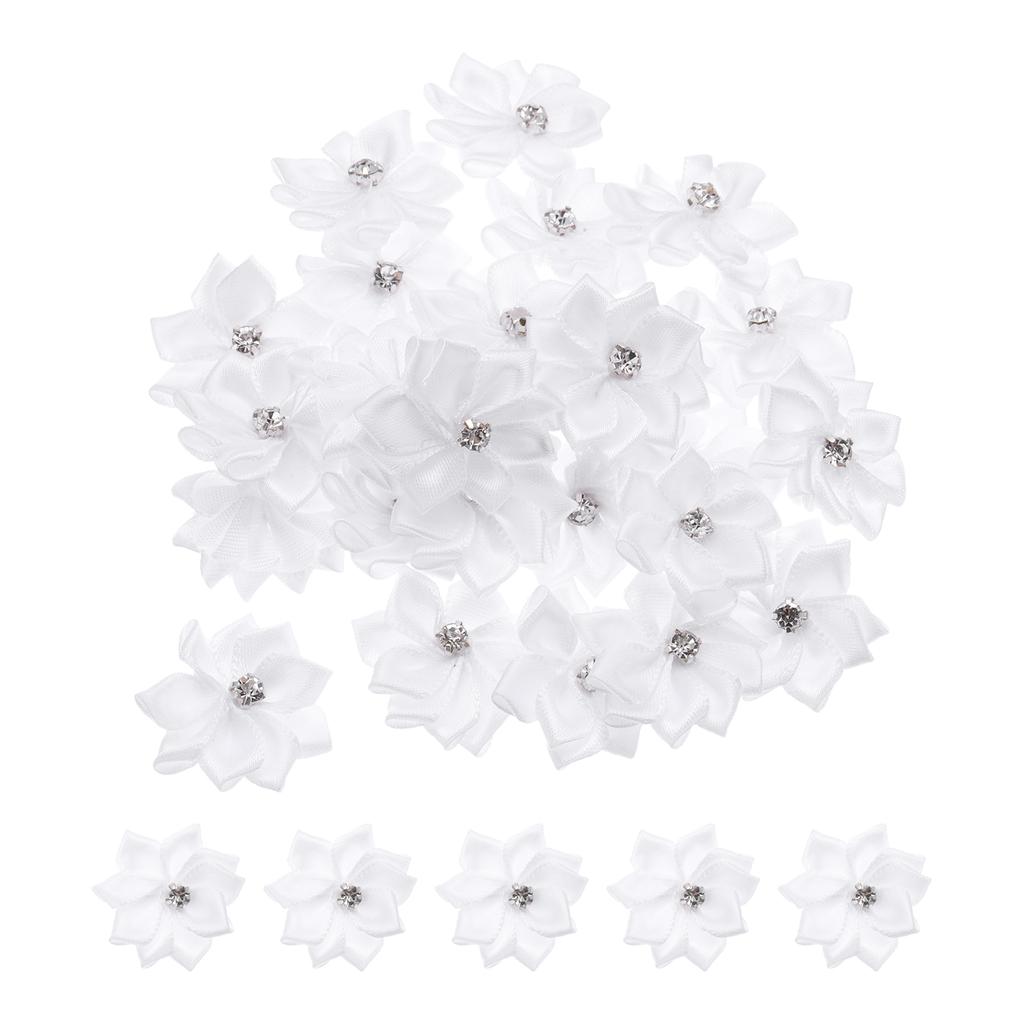 50/150 Pcs Small Ribbon Flowers Satin Ribbon Flowers Mini Fabric Flowers for Crafts DIY Wedding Ornament Appliques 1.2 Inch